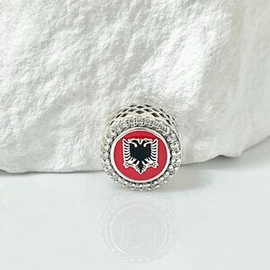 Pandora Albania Flag Bead Charm S925 Silver Charm